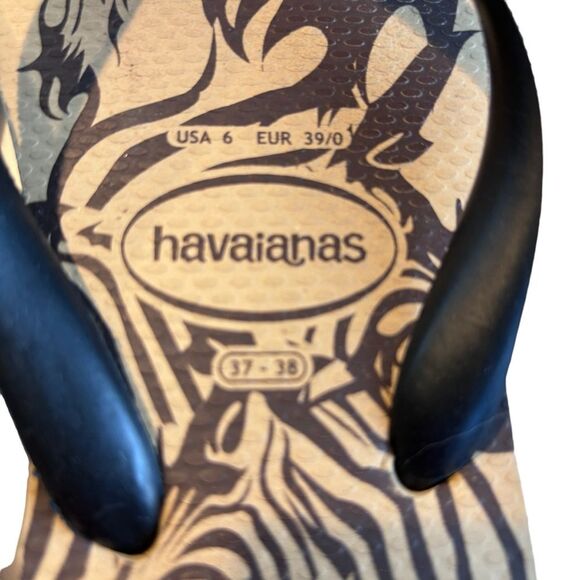HAVAIANAS Brown & Tan Thong Style Flip Flop Sandals Size 37-38 - Picture 8 of 13